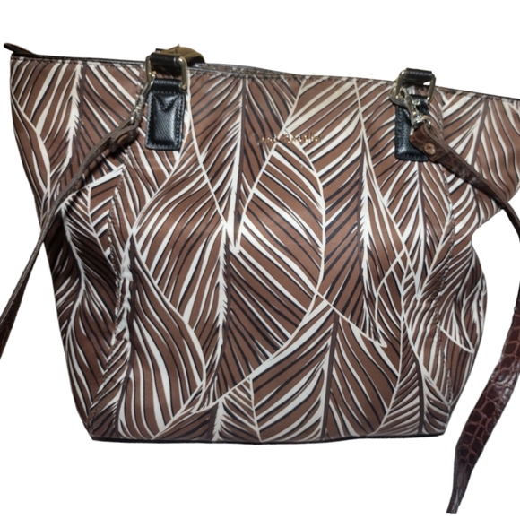 Vera Bradley Brown Banana Leaves Tote Crossbody - Picture 3 of 7
